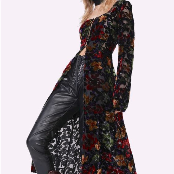 Dolls Kill Tops - Dolls Kill Current Mood burnout floral velvet duster XXL